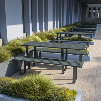 Avenue Form Table ADA + Straight Bench High | Deep Ocean | Wedgewood Avenue Form Table ADA + Straight Bench High | Deep Ocean | Wedgewood