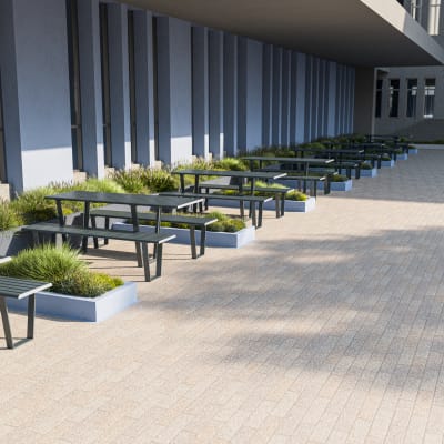 Avenue Form Table ADA + Straight Bench High | Deep Ocean | Wedgewood Avenue Form Table ADA + Straight Bench High | Deep Ocean | Wedgewood