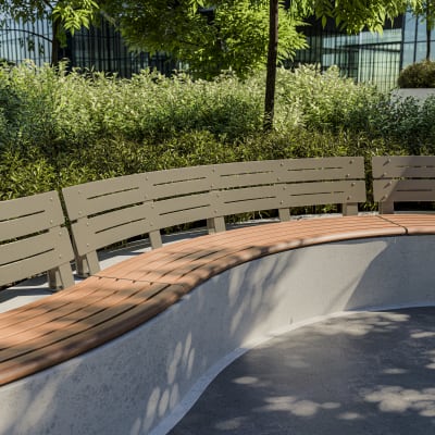 Avenue Form Curved Plinth Seat Concave | Golden Gum Alugrain | Mangrove Avenue Form Curved Plinth Seat Concave | Golden Gum Alugrain | Mangrove