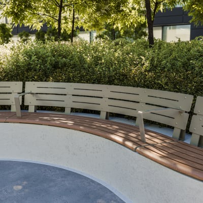 Avenue Form Curved Plinth Seat Concave | Golden Gum Alugrain | Mangrove Avenue Form Curved Plinth Seat Concave | Golden Gum Alugrain | Mangrove