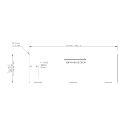Inala benching screen - 15.75" H - front view Inala benching screen - 15.75" H - front view