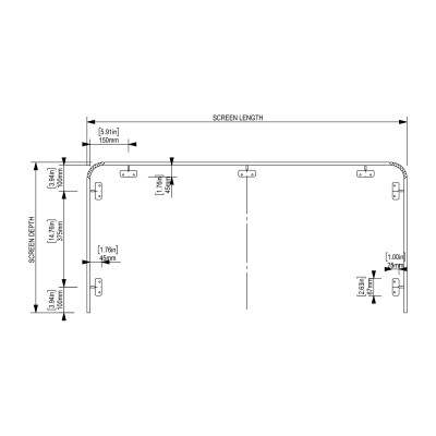 mallee desking screen - c shape - 32.28" - 1 piece blind mount - top view