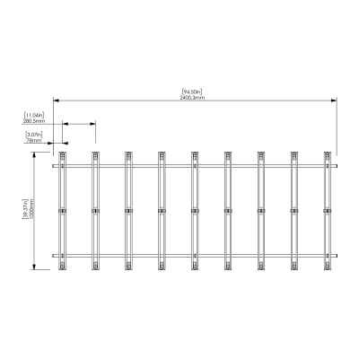 Box Baffles Uniform Span 39" x 95" x 7" - Top View