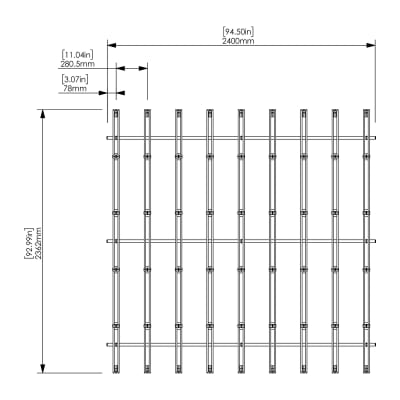 Box Baffles Uniform Span 93" x 95" x 7" - Top View