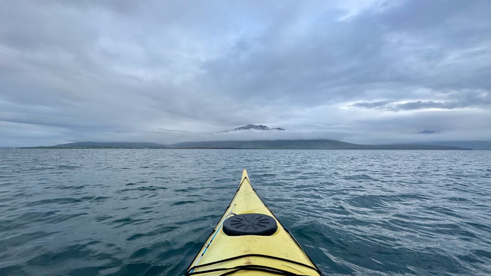 Kayaking on the sea.