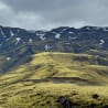 A picture of a mountain with a greenish yellowish tint to it.