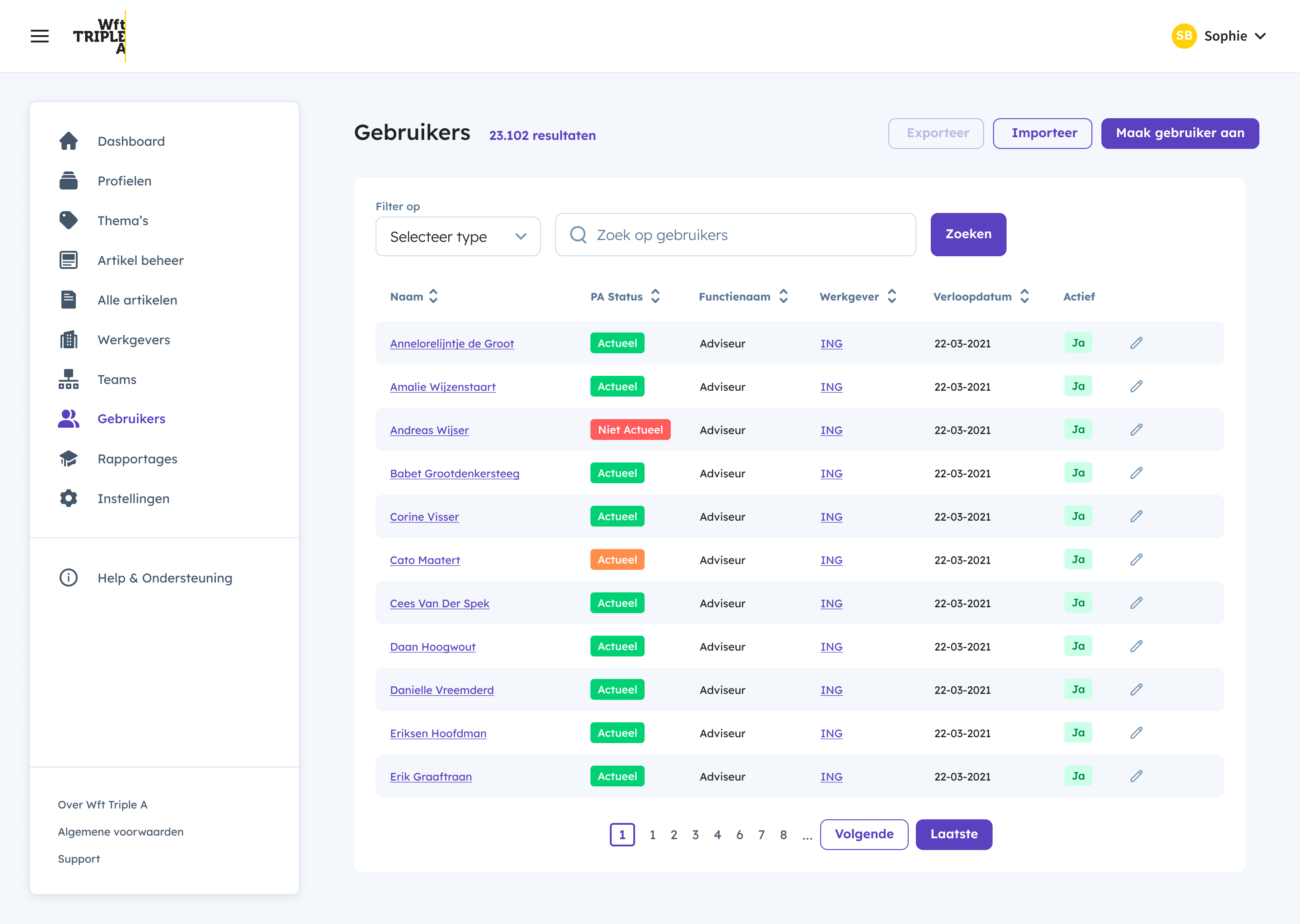 Triple A - Dashboard voor e-learning