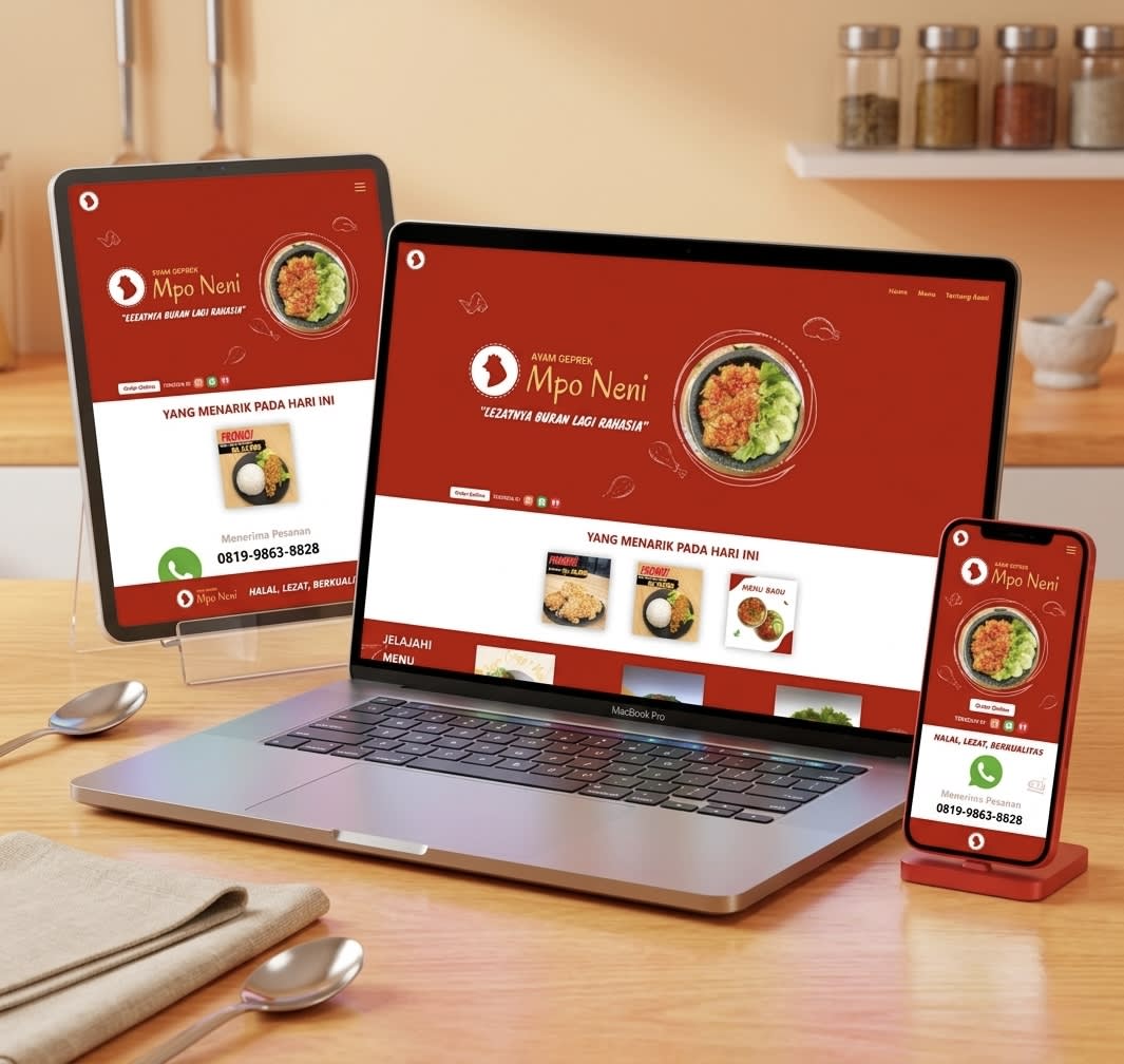 Mockup Website Ayam Geprek Mpo Neni Landing Page