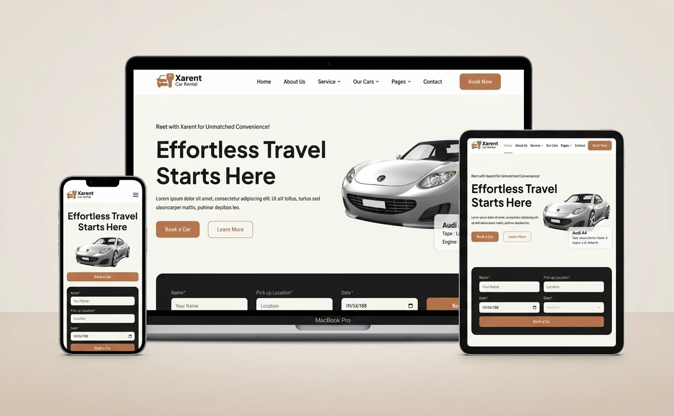 Mockup Website Rental Mobil