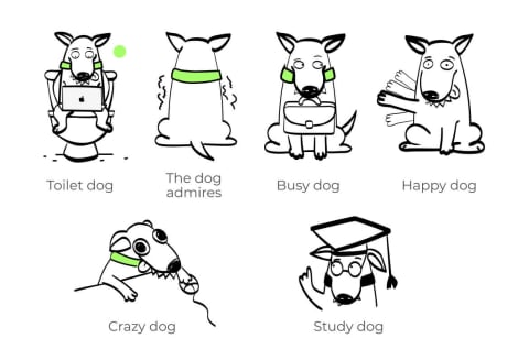 эмоциональные аватары персонажа-собаки