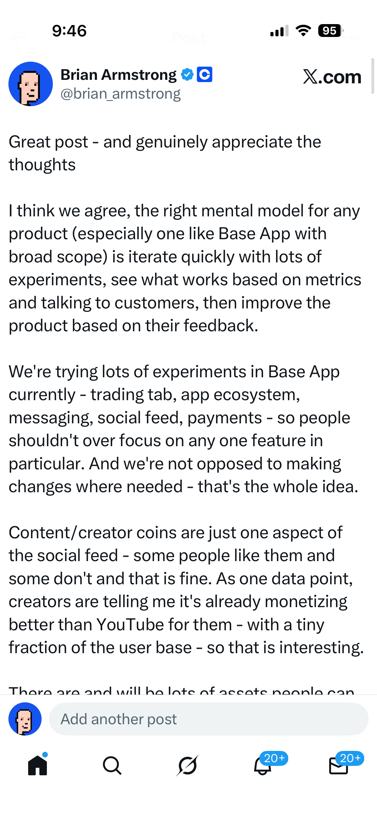 Embed from @barmstrong