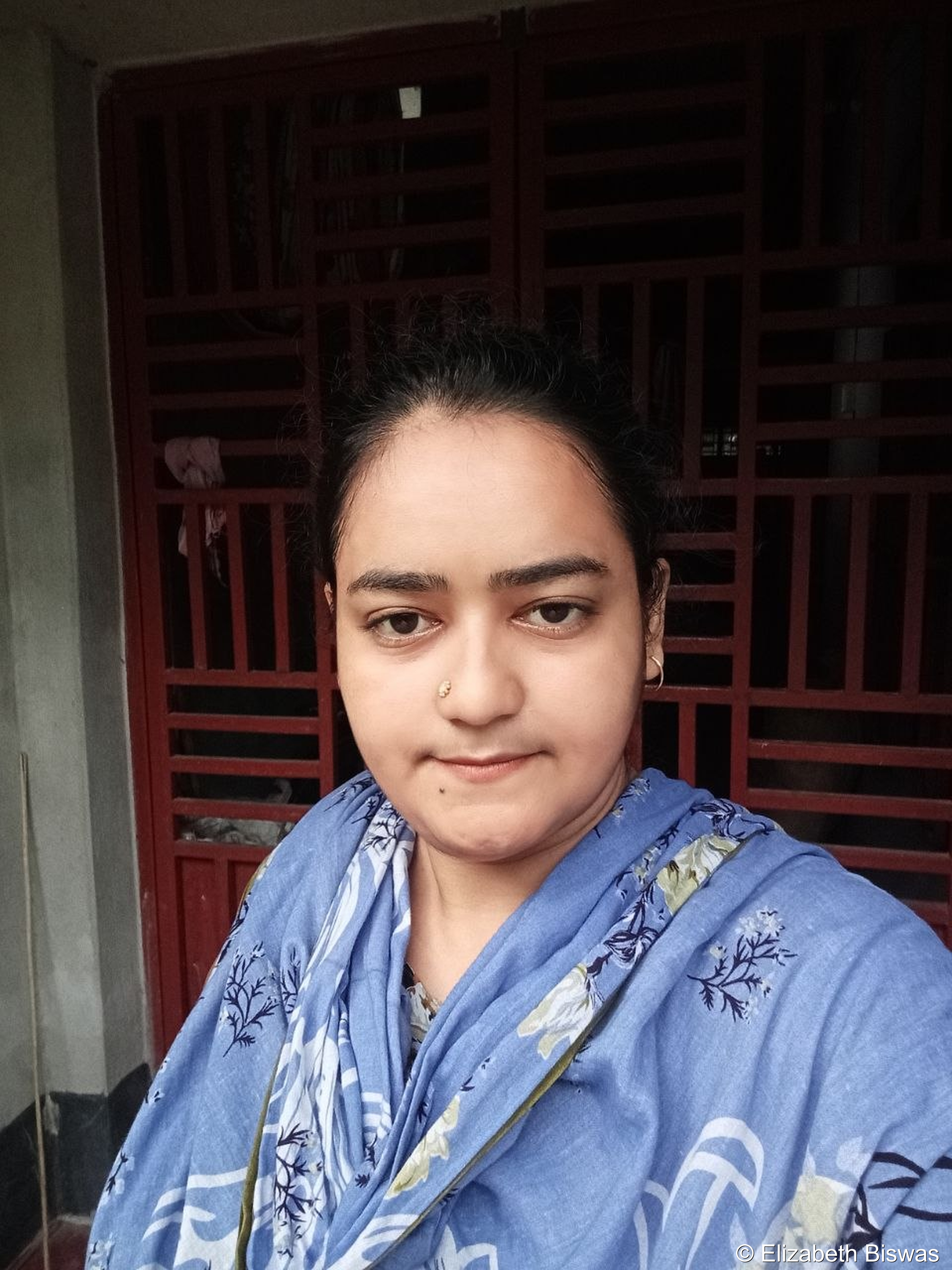 Portrait of a Woman in Blue Traditional Attire