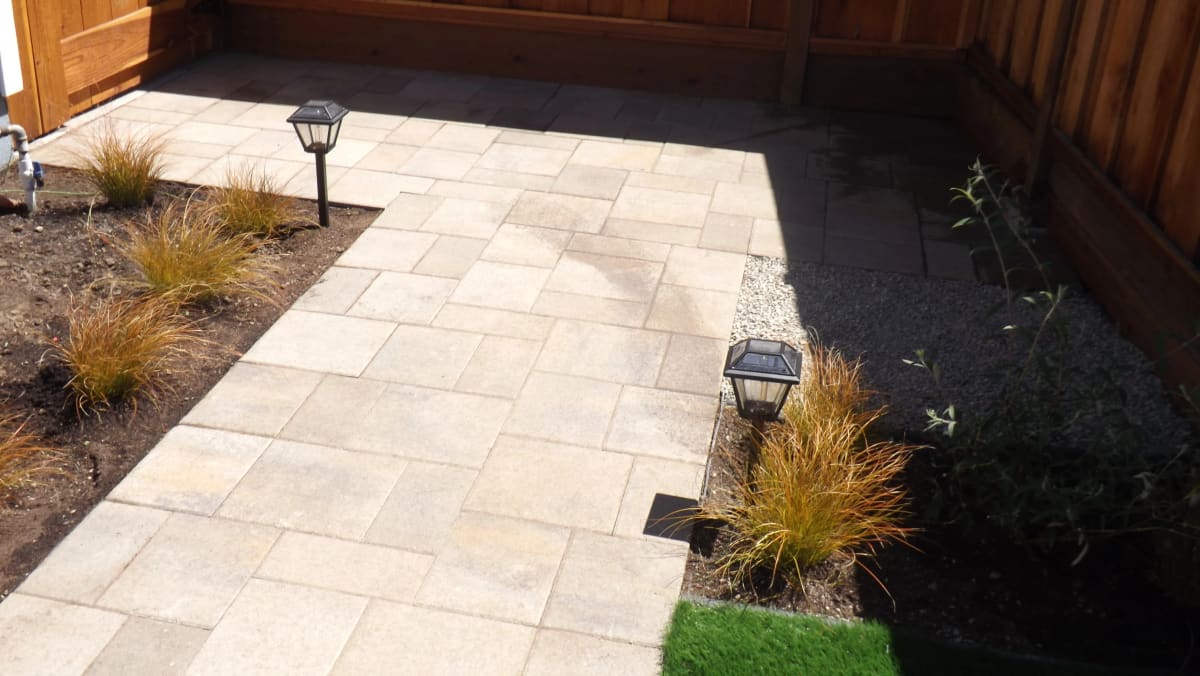Tiled garden walkway in Oakland
