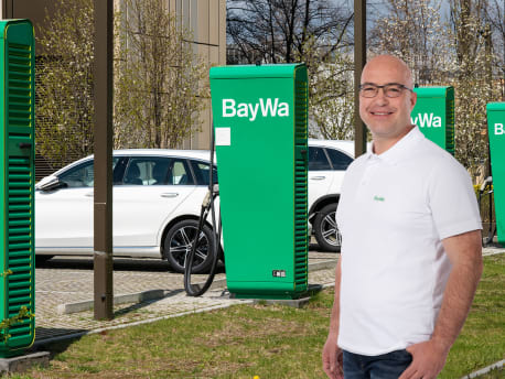 Man at charging station