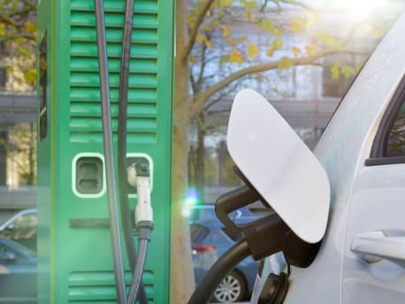 Electric vehicle at the charging station