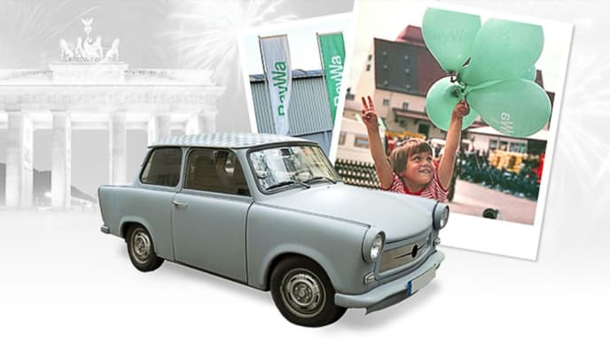 Collage from Trabi and a poster with a child