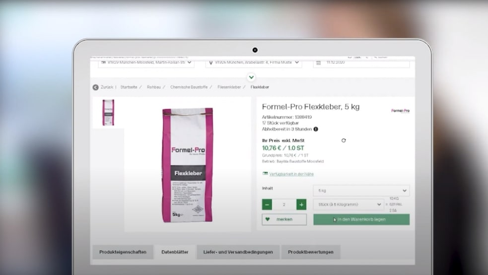 Bestellungen im BayWa Baustoffe Online-Portal
