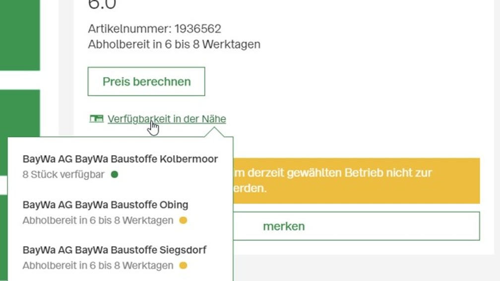 Verfügbarkeit in der Nähe