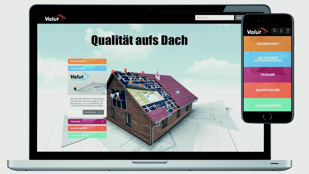 Foto der Valut Homepage auf Laptop und Smartphone