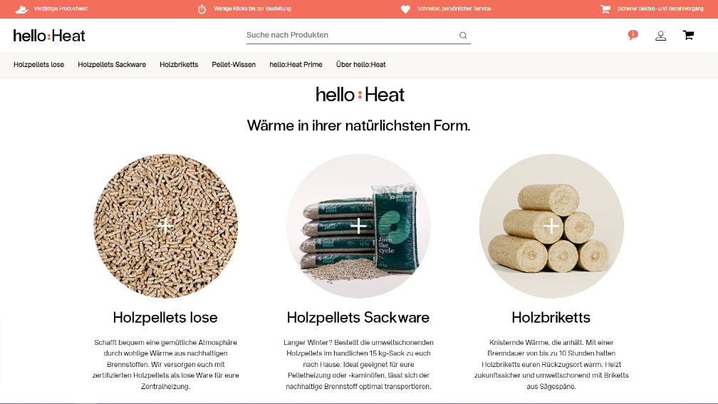 Darstellung der Internet-Startseite der Plattform hello:Heat