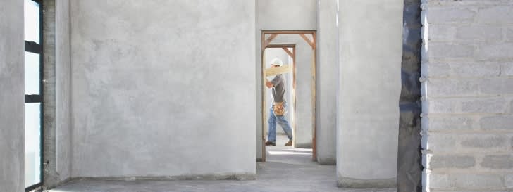 Concrete walls in a building shell