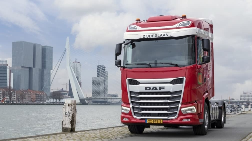 Truck driving on a street in the Netherlands