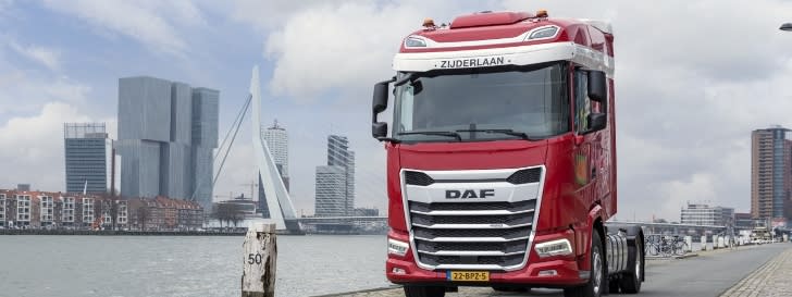 Truck driving on a street in the Netherlands