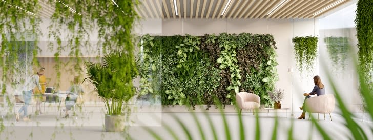Lobby with green plants