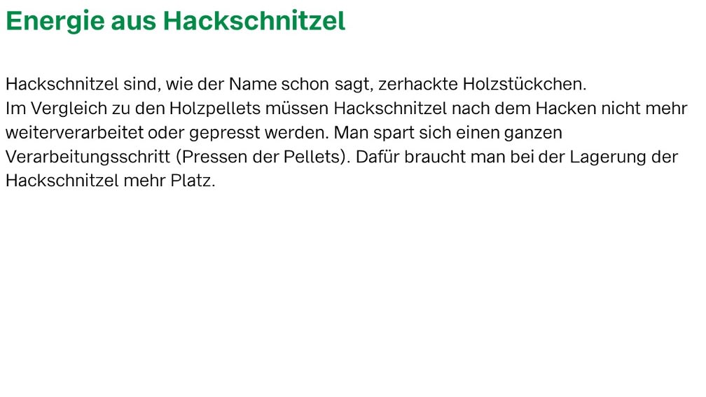 Energie aus Hackschnitzel