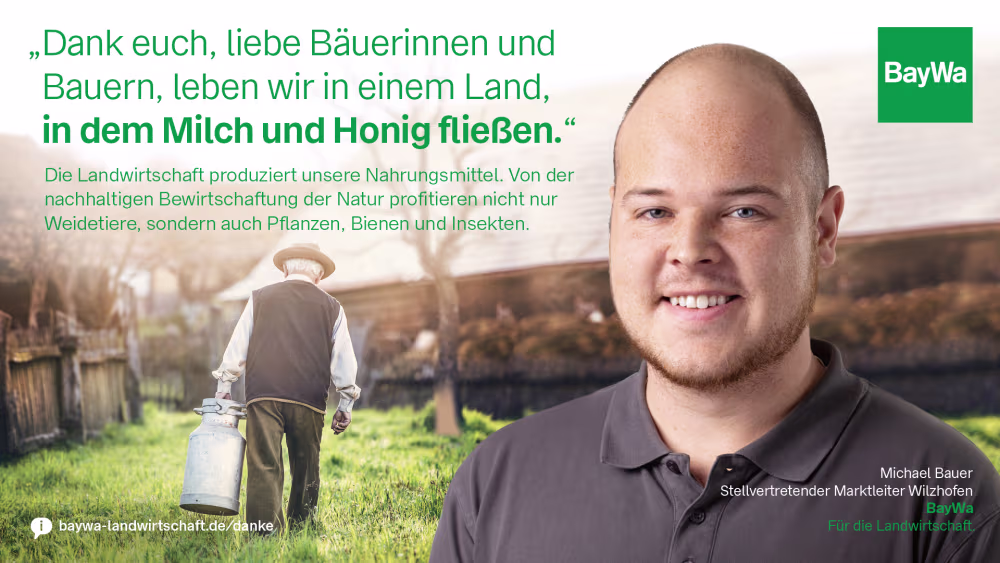 Michael sagt DANKE: Die Landwirtschaft produziert unsere Nahrungsmittel.