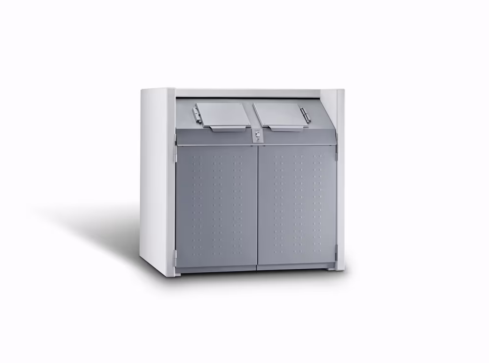 Eine Mülltonnenbox für zwei Mülltonnen