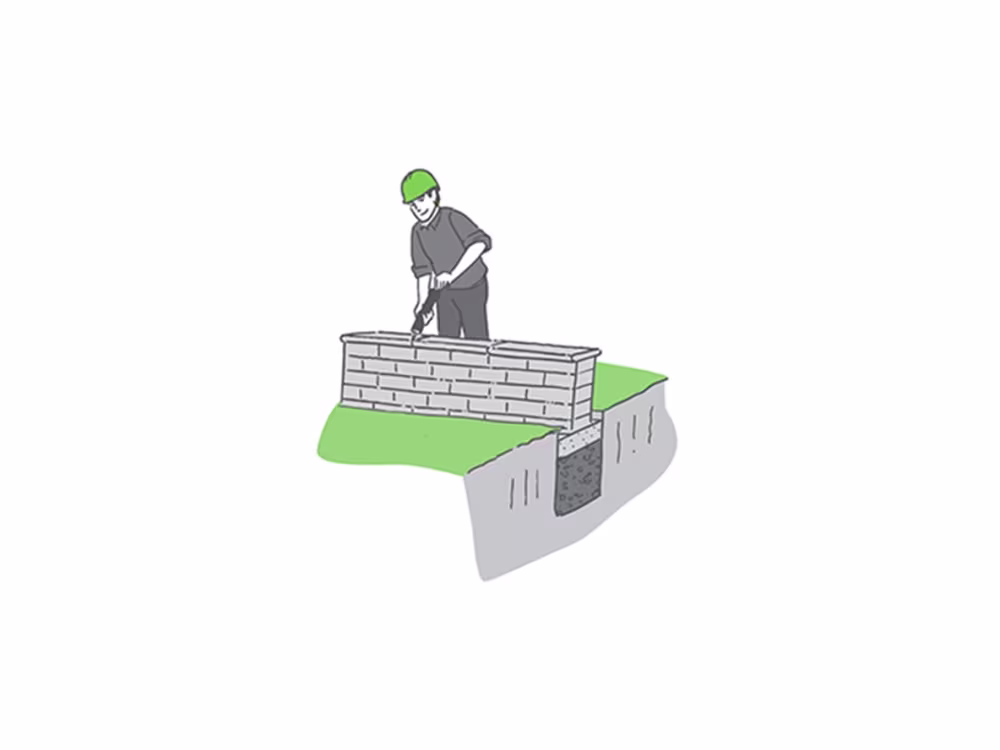 Schritt 8: Eine Drainage wird in die Mauer eingebaut