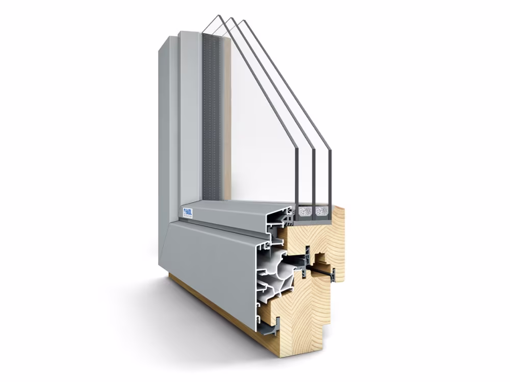 Holz-Alu-Fenster Querschnitt