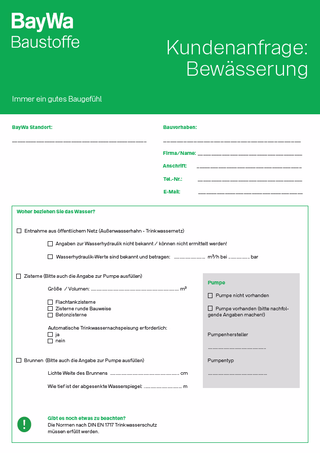 Kundenanfrage: Bewässerungsplanung