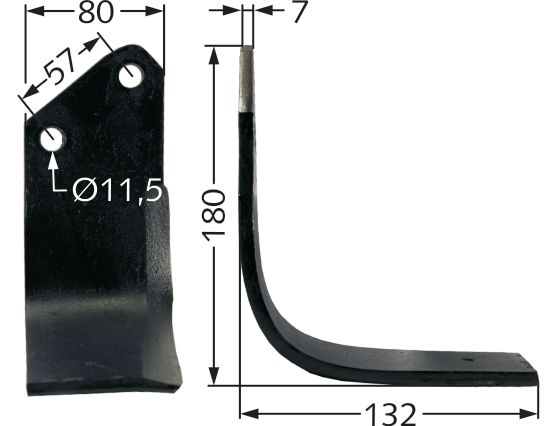 Fräsmesser 180 x 80 x 7 mm Bohrung 11,5 mm rechts für Howard Bodenfräse HA, CL, CA