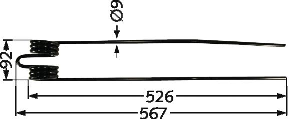 Schwaderzinken 567 x 92 x 9 mm für Schwader Deutz-Fahr KS 80, 90, 200, 2.29, 2.42, Swatmaster, Andex