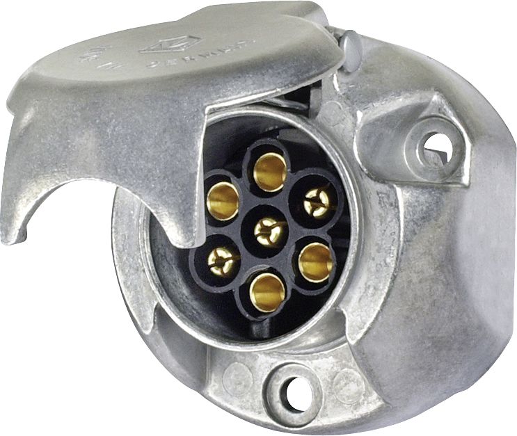 Herth + Buss Steckdose 7-polig, 6 – 12 V, Flachsteckanschluss 6,3 mm, Aluminium, ISO 1724 N-Typ, 51 305 220