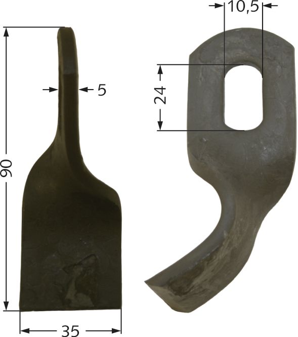 Industriehof Schlegelmesser 90 x 35 x 5 mm, für Mulcher Agria, Gutbrod, Doppstadt, Epoke, Fischer, Votex, 63-EPO-54