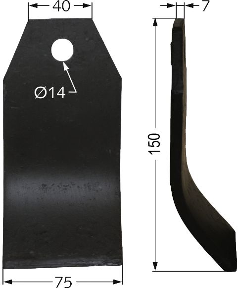 Industriehof Rübenroderklinge 150 x 40/75 x 7 mm, Bohrung 14 mm, für Taarup, Tim Rübenroder, 63-TAA-03