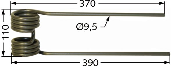 Kreiselheuerzinken links 395 x 110 x 9,5 mm für Heuer Kuhn GF 400, 500, 600, 5000, 6000, 7000, 8000, 10000, 13000, 17000