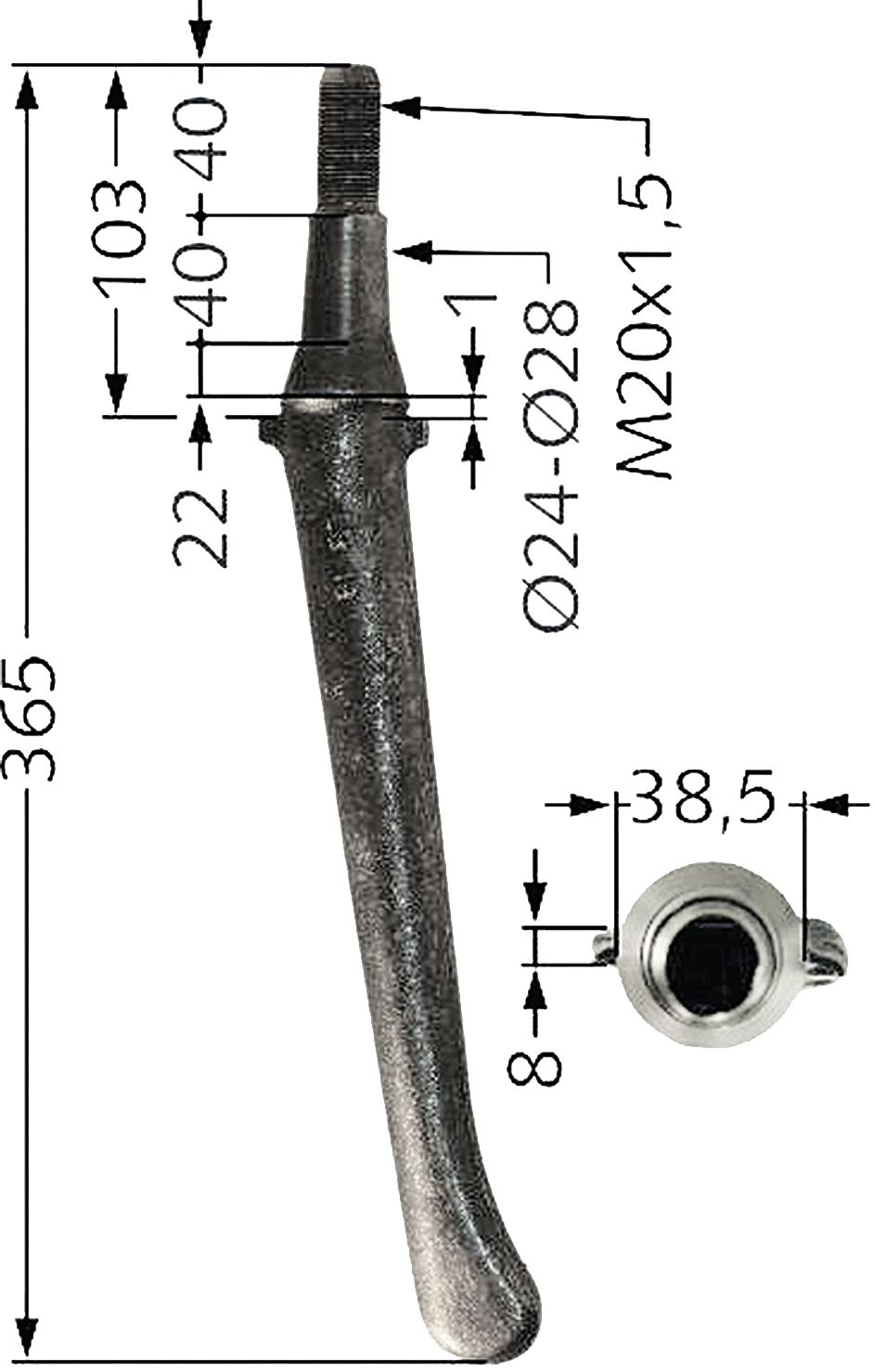 Kreiseleggenzinken links/rechts 38,5 x 365 x 24/28 mm, für Kreiselegge Krone, Landsberg, Lely, Rau