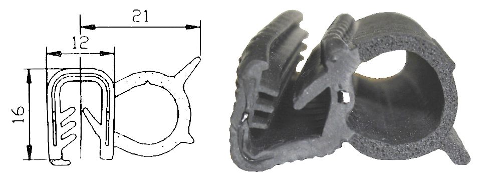 Dichtungsprofil universal für Front-, Seiten- und Heckscheiben mit 5 bis 6 mm Stärke, Klemmbereich 5 – 6 mm