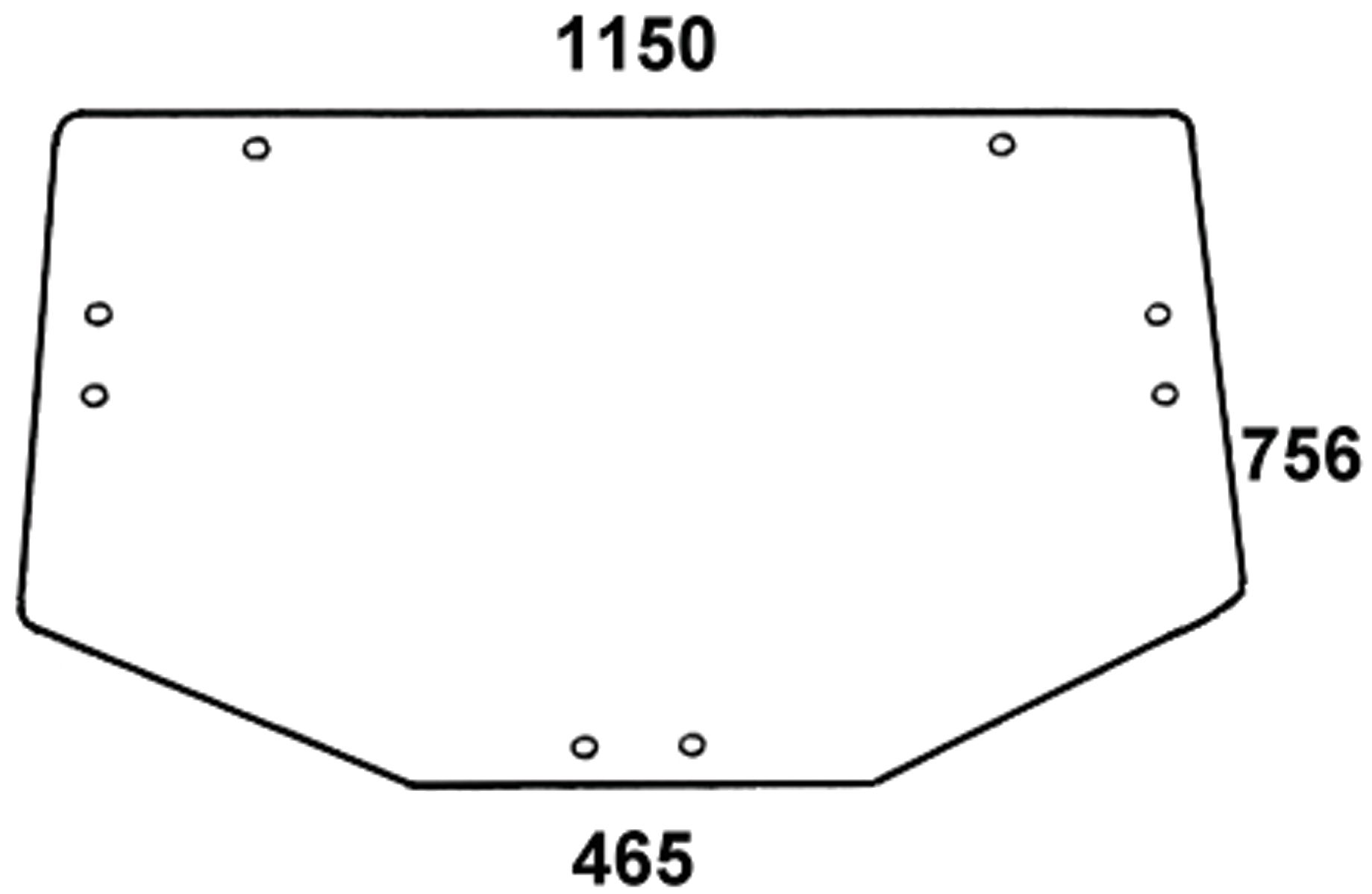 Heckscheibe grün, 2-Loch-Befestigung, für Traktor John Deere 6000, 6000 SE, 6000 Premium, 6000 Classic
