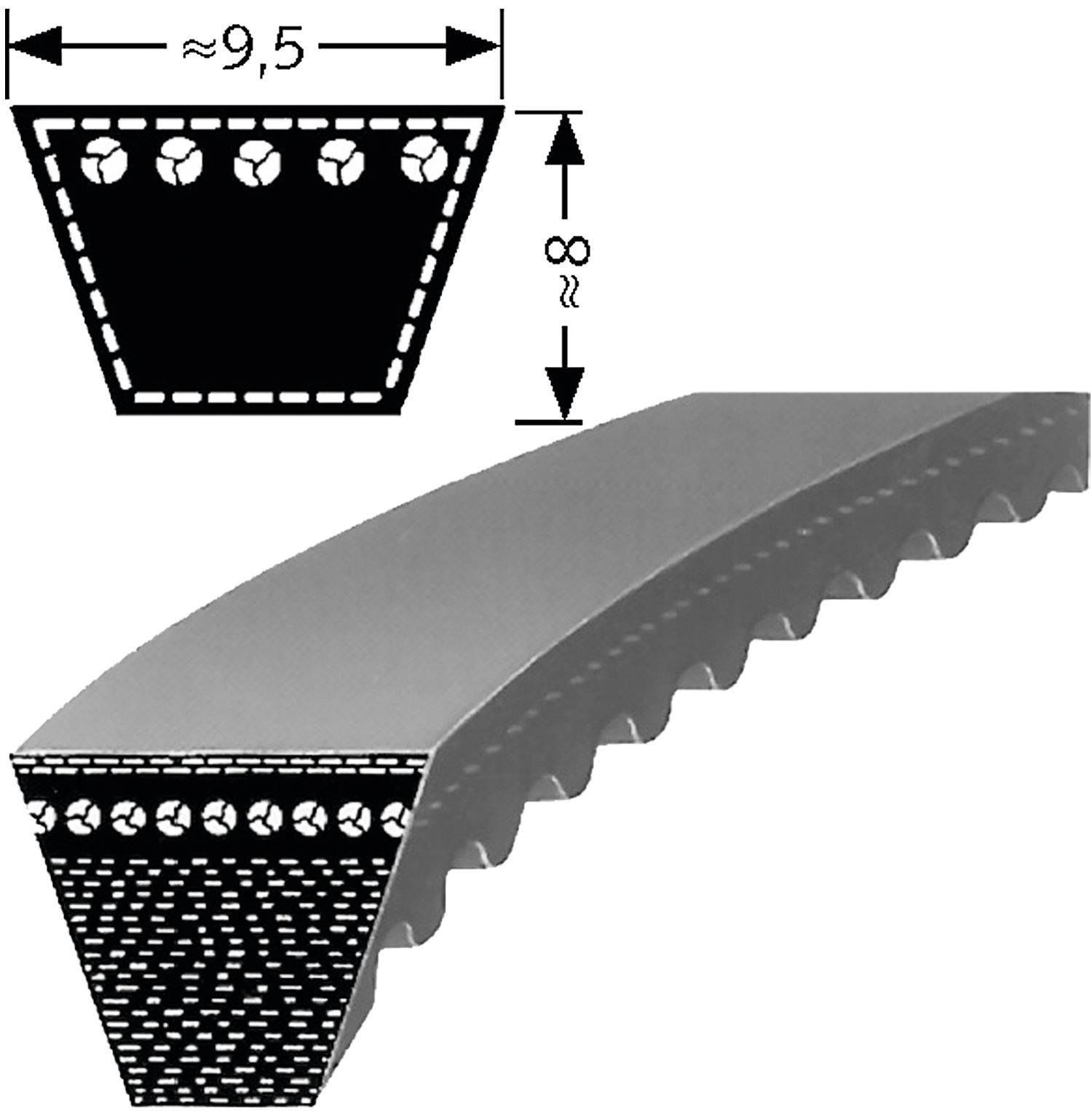 Optibelt Keilriemen XPZ 1537 Lw, Schmalkeilriemen, flankenoffen formgezahnt
