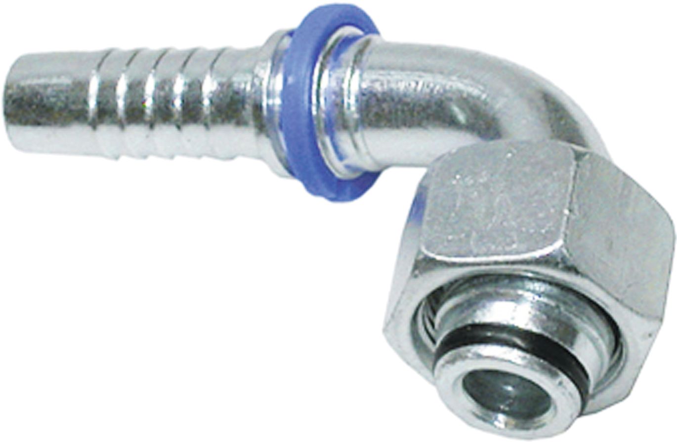 Dichtkegelnippel "DKOL" 90 °, leicht, NW DN 10 - 3/8", M 16 x 1,5 IG, RA 10, Aussenkung 24°, O-Ring und Überwurfmutter