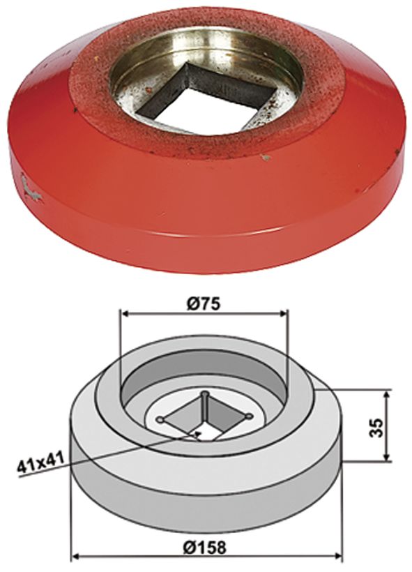 Industriehof Außenflansch 158 x 75 x 35 mm für Lagerung für Vierkantwelle 40 x 40 mm (Best. Nr. 10075727), 31-0037A