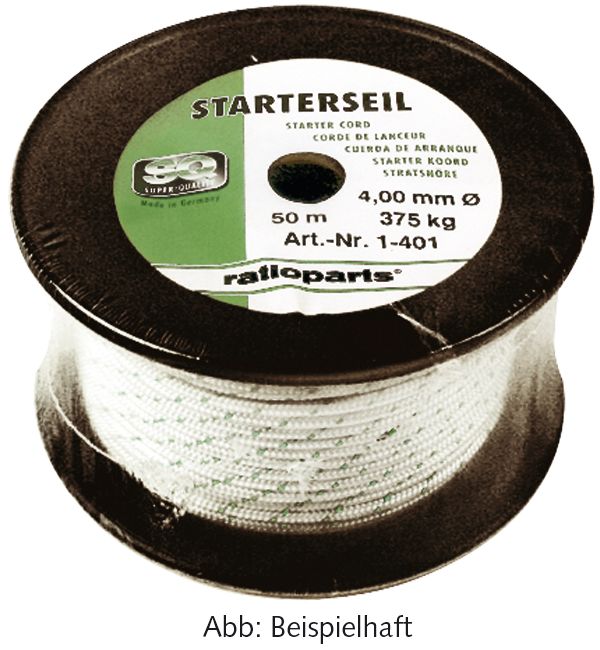 Starterseil 4,0 mm x 50 m, Spule, durchgehend geflochten