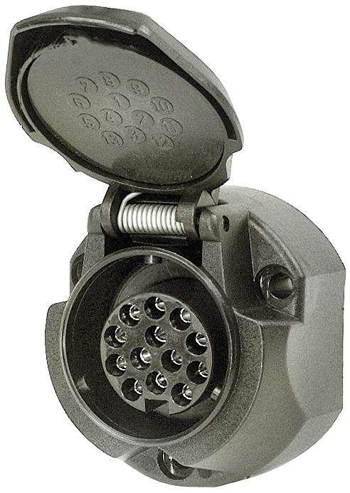 Herth + Buss Steckdose 13-polig, 12 V, Schraubanschluss, Kunststoff, NSL-Abschaltung, 51 305 138