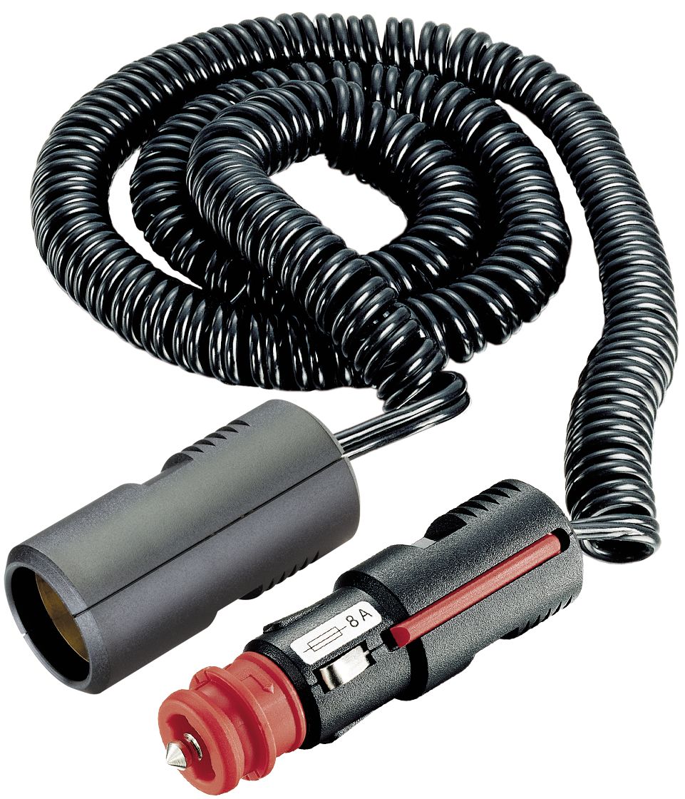 Herth + Buss Steckdose 1-polig, 12 – 24 V 8 A, Kunststoff, mit Sicherung und Wendelleitung, 51 306 001