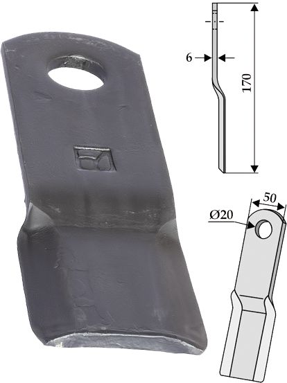 Industriehof Schlegelmesser 170 x 50 x 6 mm, für Mulcher Humus, 63-HUM-05